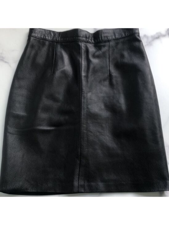 Fiocchi Dresses & Skirts - Vintage Fiocchi Italian Black Leather Mini Pencil Skirt Size XS